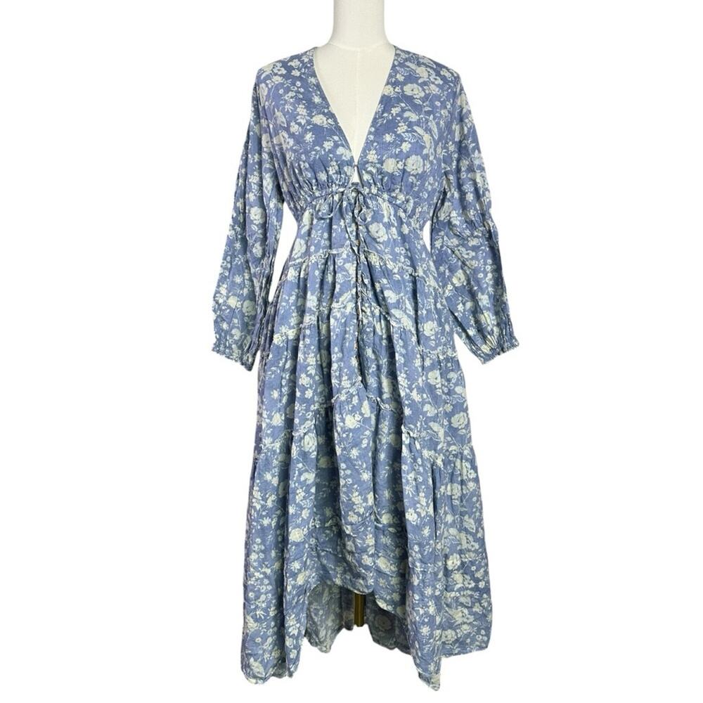 Free People Ethereal Dainty Cottage Pappiet Midi Dress Bluebell Maxi Top XL - Picture 5 of 12